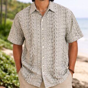 CAMPIA MODA Mens 100% Cotton Printed HAWAIIAN SHIRT size large